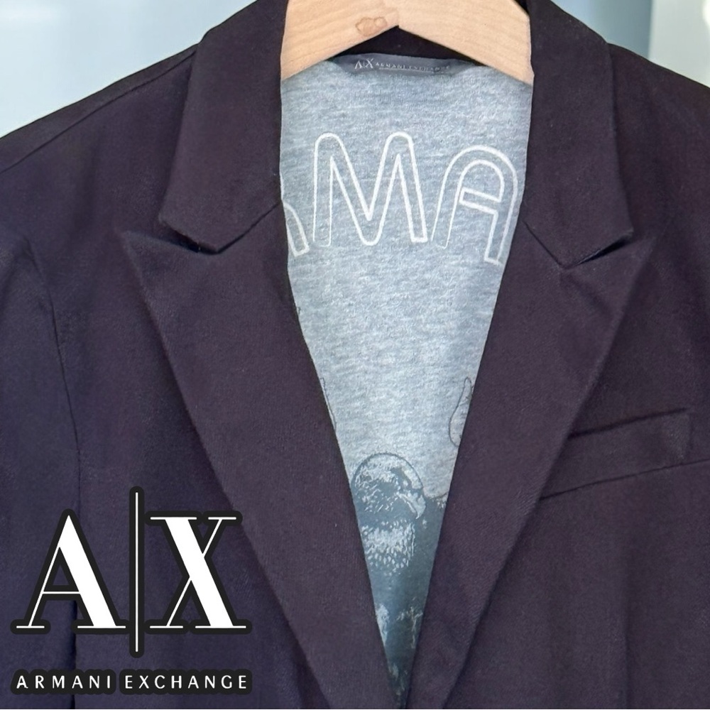 Gorgeous Armani Exchange Black Blazer, Tailored, One Button, Satin Back Collar - Picture 13 of 15